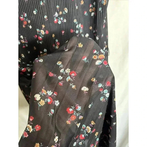 Vintage Queens Row Sheer Dress Fit Flare Punk Secretary Pleated Black Size M/L - Picture 8 of 11